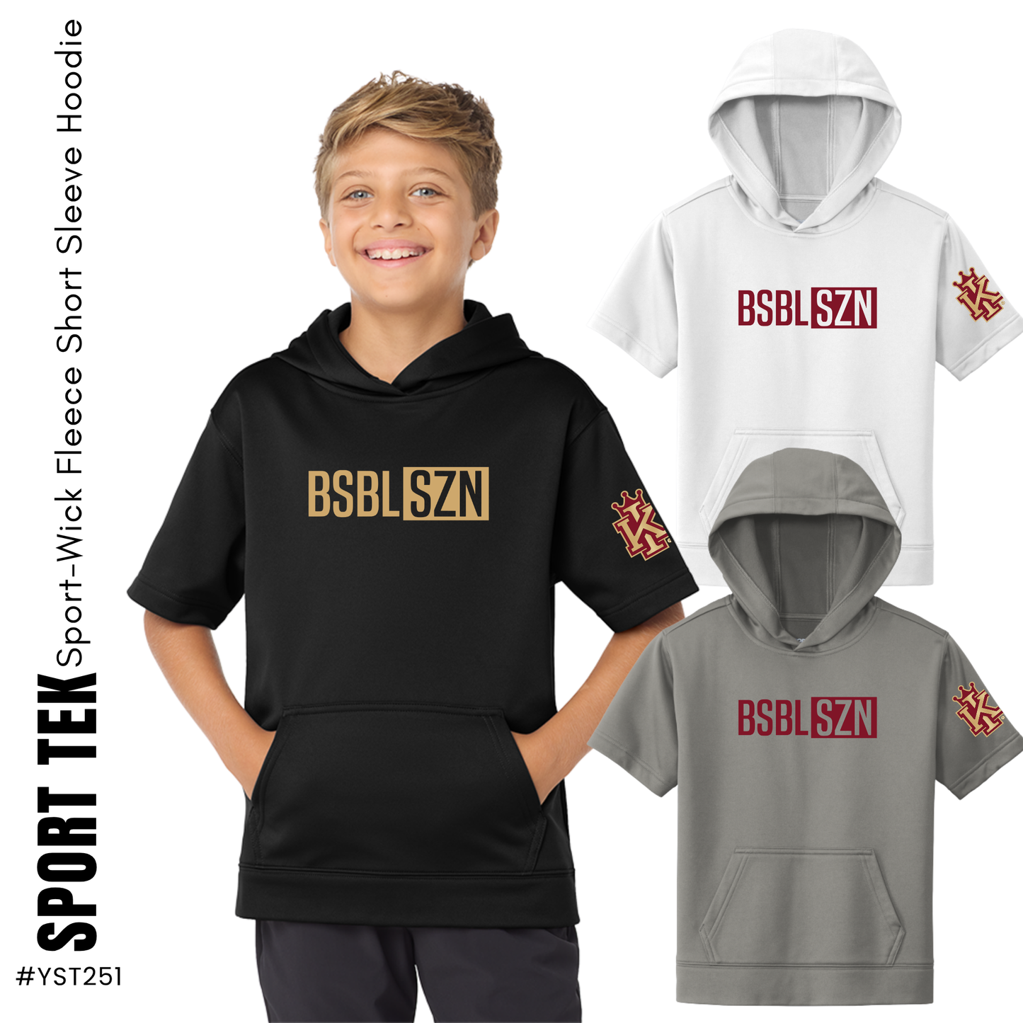 KINGS | Sport-Tek Fleece Short Sleeve Hooded Pullover {youth+adult}
