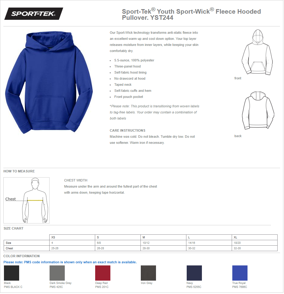 North Polk PTO | Sport-Tek Sport-Wick Hooded Pullover {adult + youth}