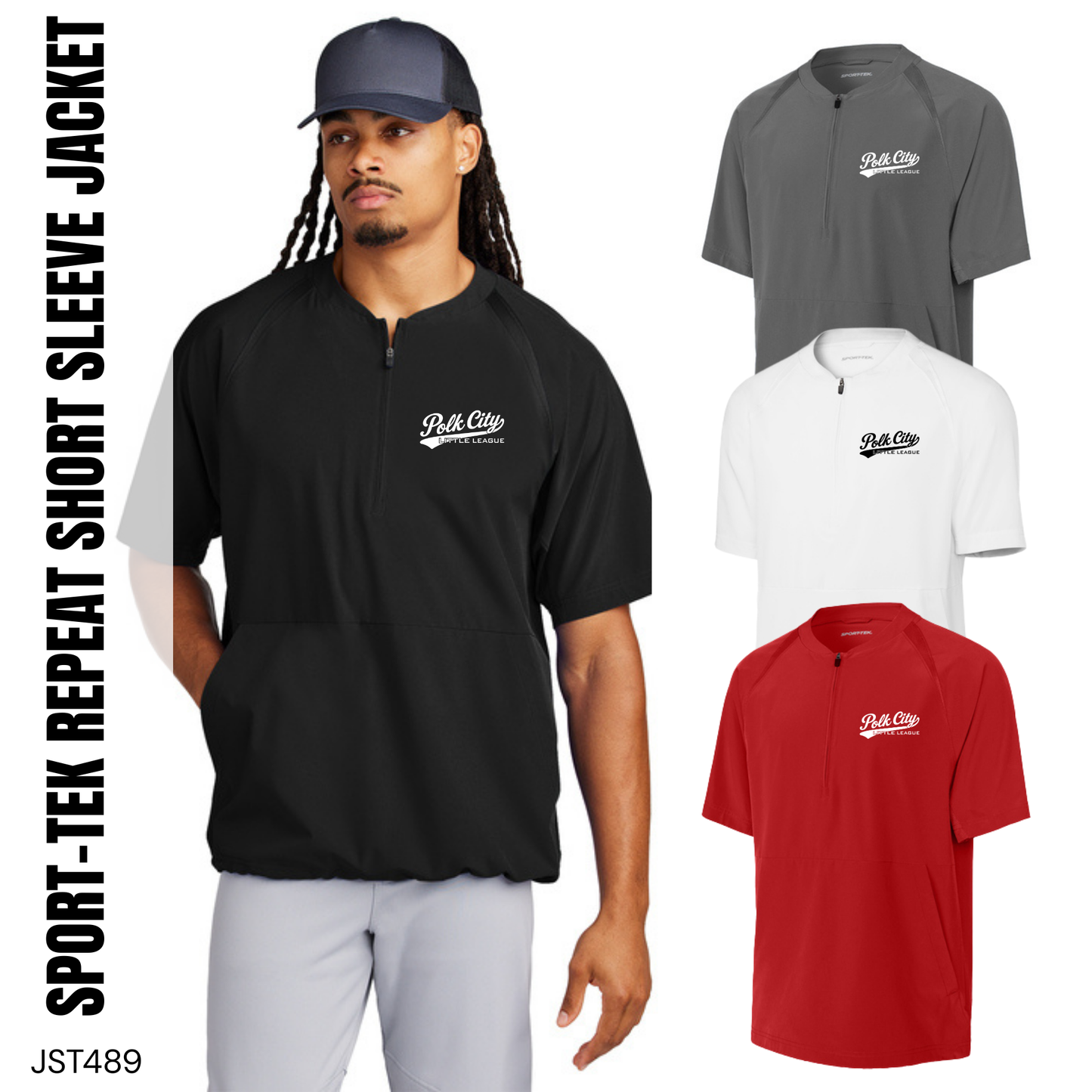 PCLL | Sport-Tek Repeat 1/2-Zip Short Sleeve Jacket {adult}