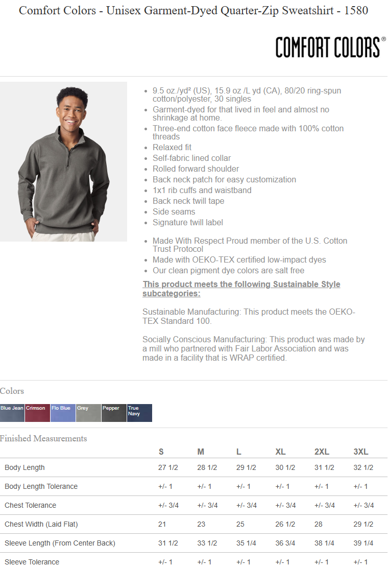 ACAA | Comfort Colors 1/4 Zip {adult}