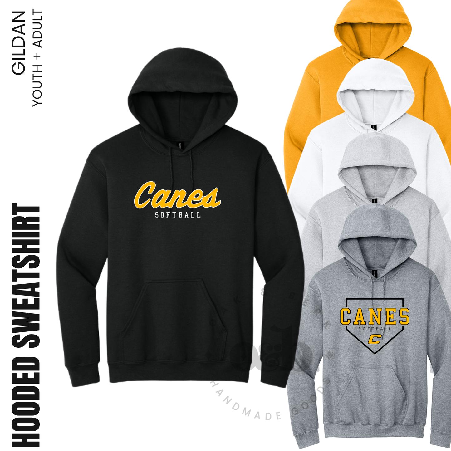 CANES | Gildan Hooded Sweatshirt {adult + youth}