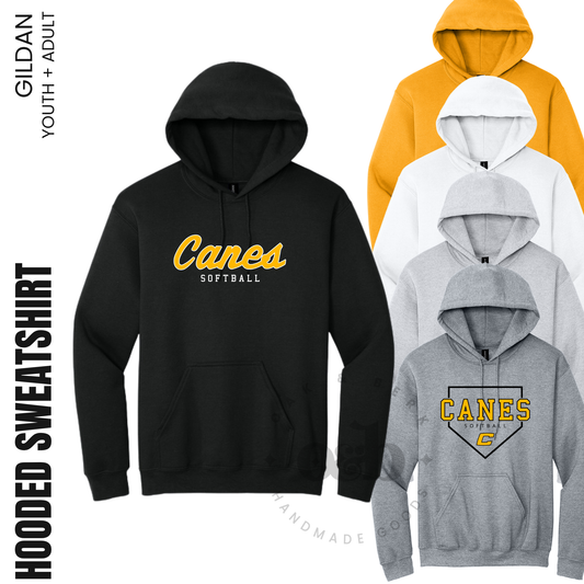 CANES | Gildan Hooded Sweatshirt {adult + youth}