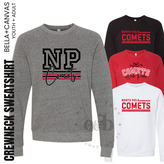 North Polk PTO | Bella+Canvas Unisex Sponge Fleece Raglan Crewneck Sweatshirt {adult}
