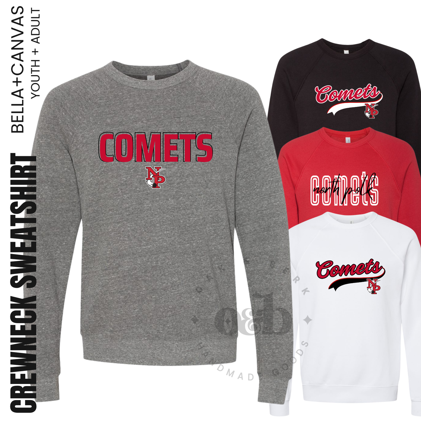 North Polk PTO | Bella+Canvas Unisex Sponge Fleece Raglan Crewneck Sweatshirt {adult}