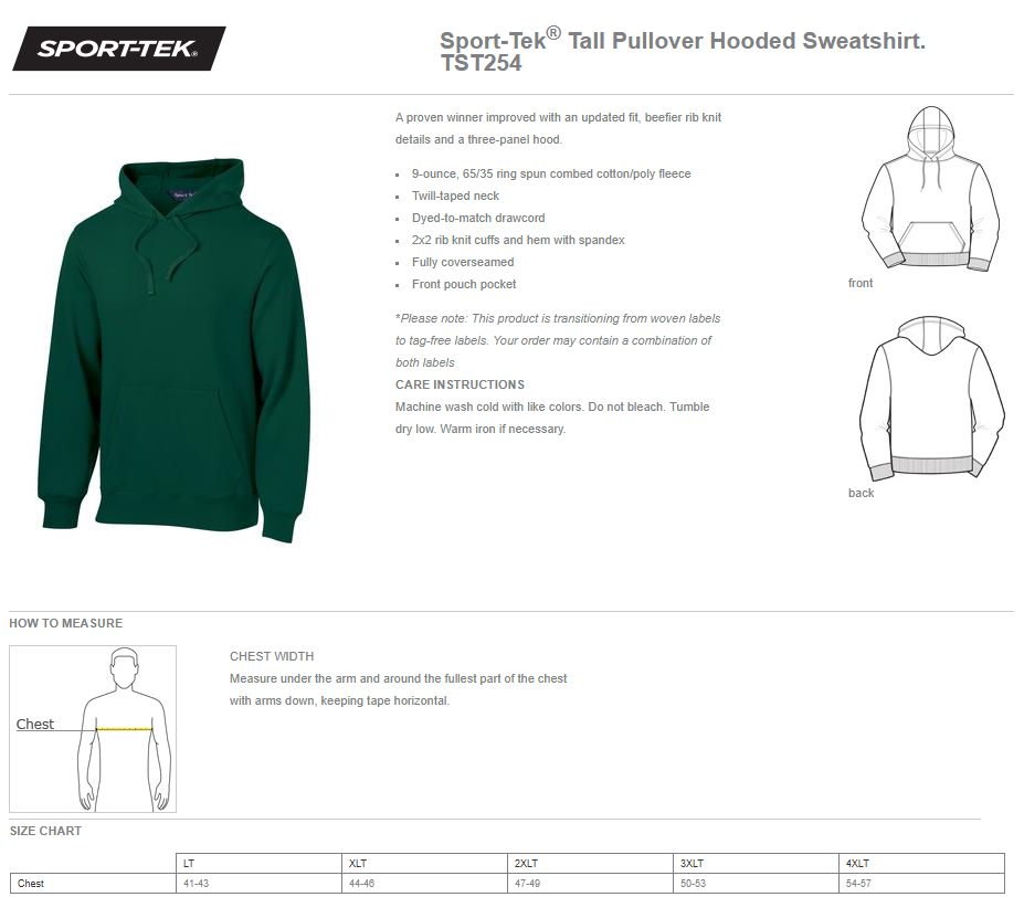 North Polk PTO | Sport Tek Adult TALL Hooded Sweatshirts