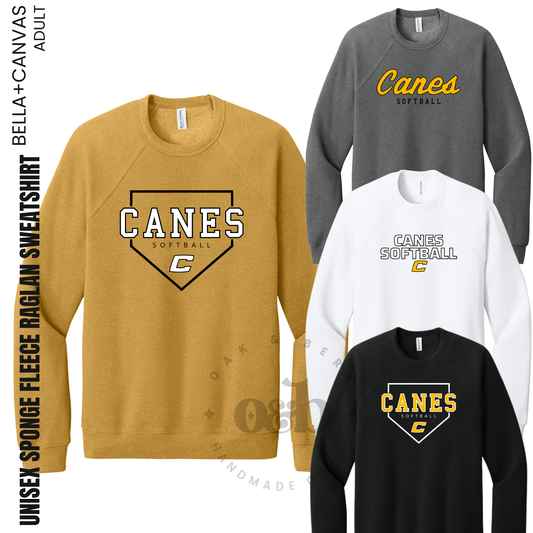 CANES | Bella+Canvas Unisex Sponge Fleece Raglan Crewneck Sweatshirt