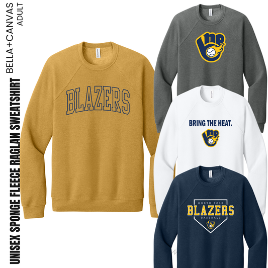 BLAZERS | Bella+Canvas Unisex Sponge Fleece Raglan Crewneck Sweatshirt