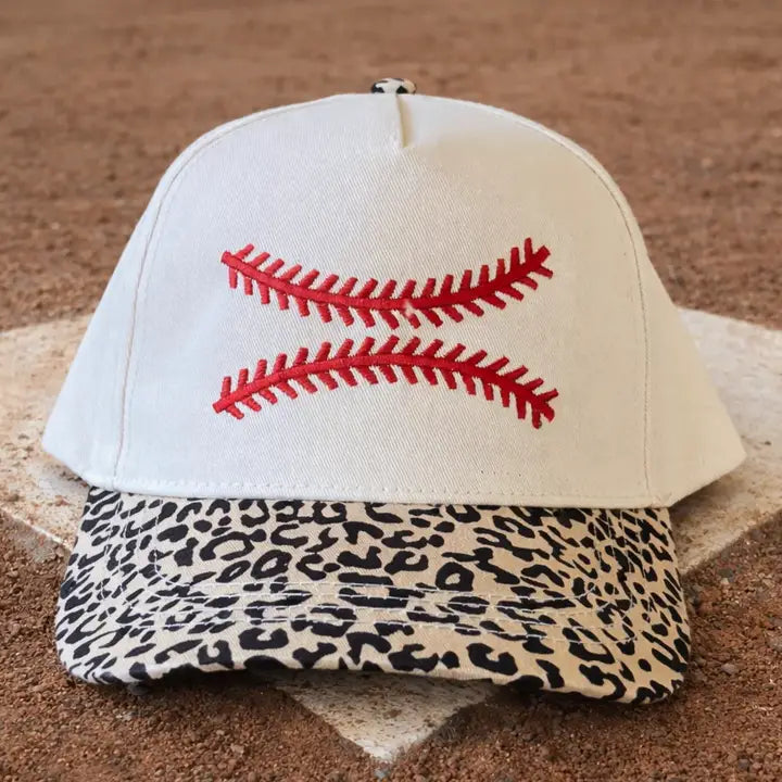 PREORDER / Baseball Stitches Leopard Embroidered Hat