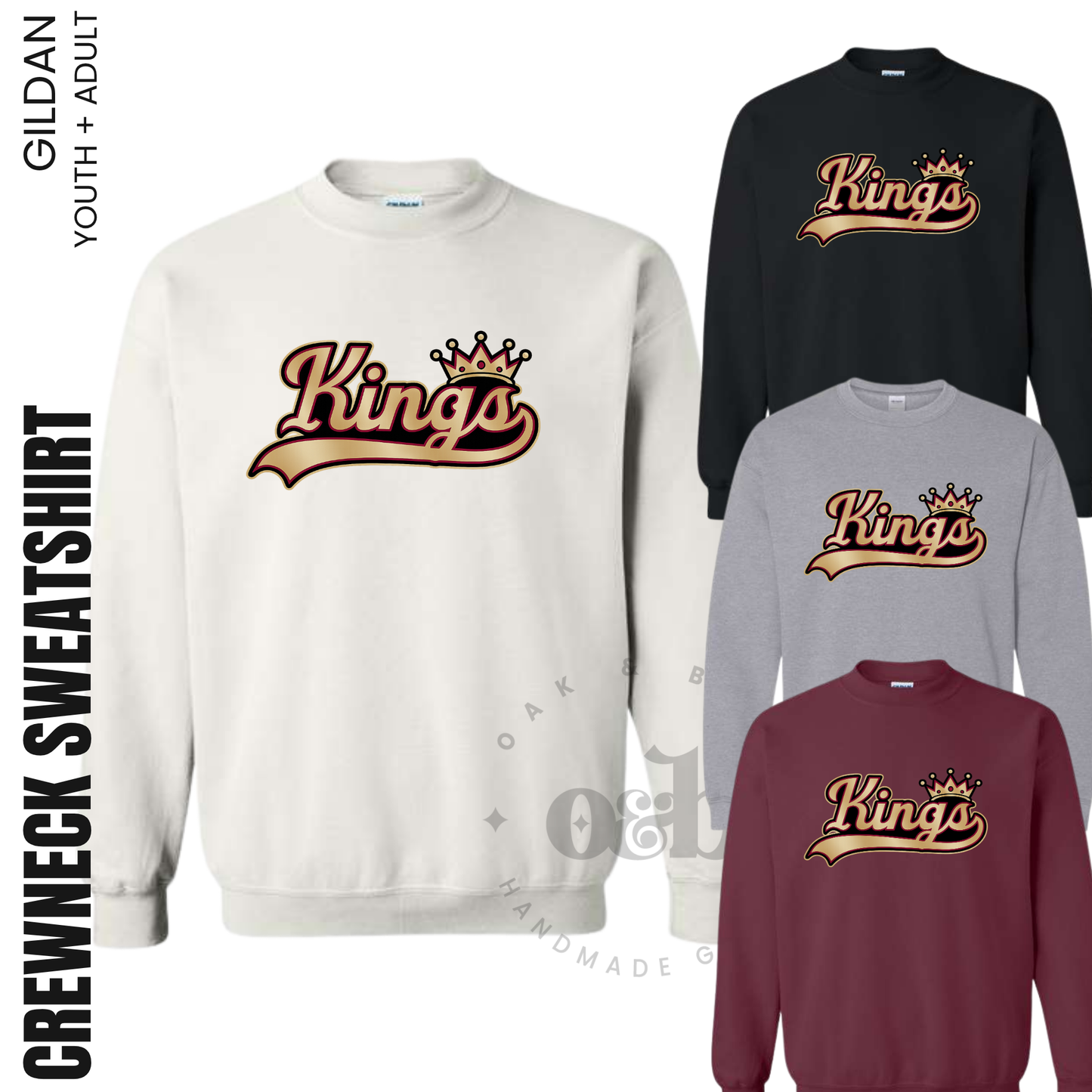 KINGS | Gildan Heavy Blend Crewneck Sweatshirt {adult + youth}