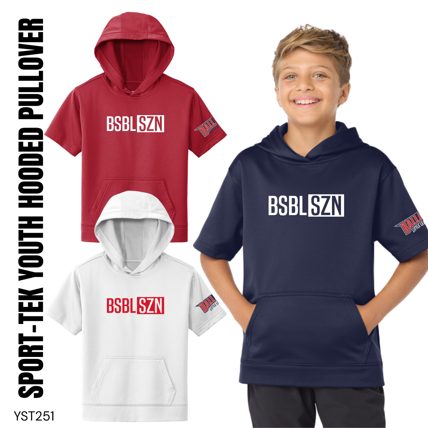 Ballard LL | Sport-Tek Fleece Short Sleeve Hooded Pullover {youth+adult}