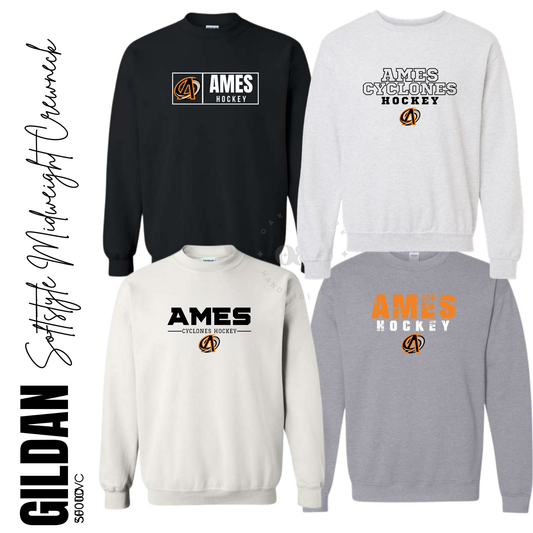 Ames Hockey | Gildan Unsiex SoftStyle Crewneck