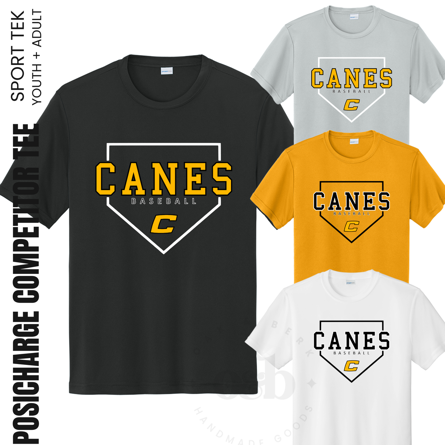 MTO - Canes Baseball Home Plate, Sport-Tek Tee {youth, adult + TALL}