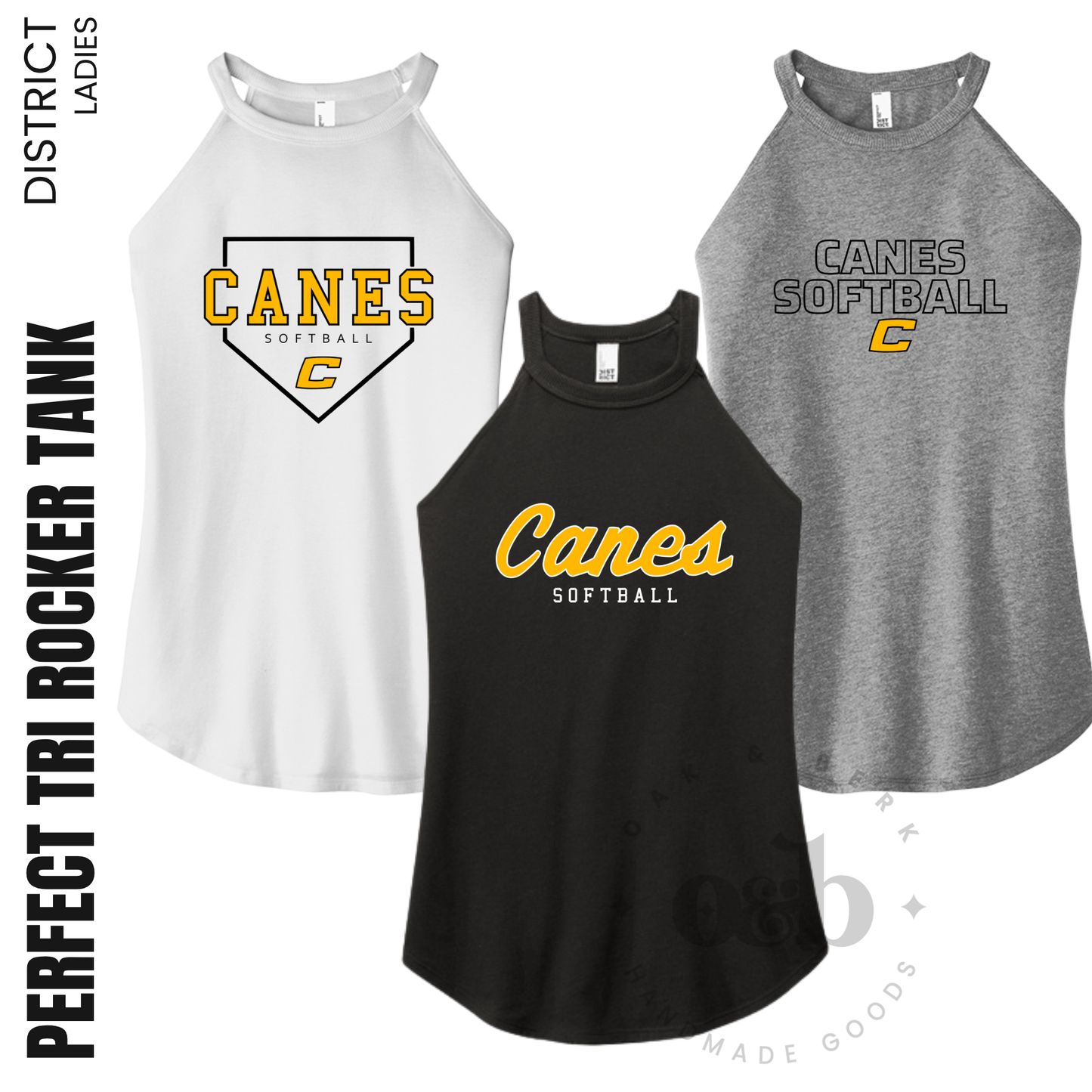 CANES | District Women’s Perfect Tri Rocker Tank {adult}