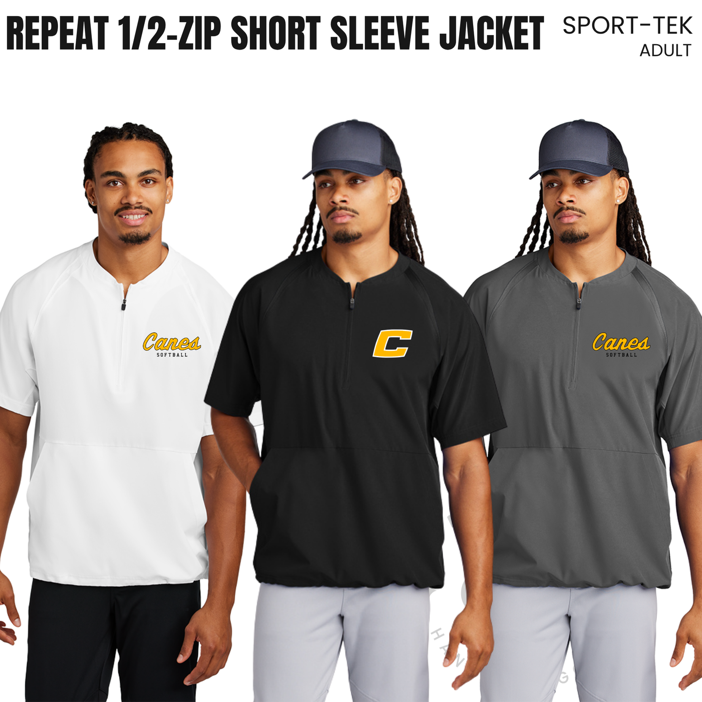 CANES | Sport-Tek Repeat 1/2-Zip Short Sleeve Jacket {adult}