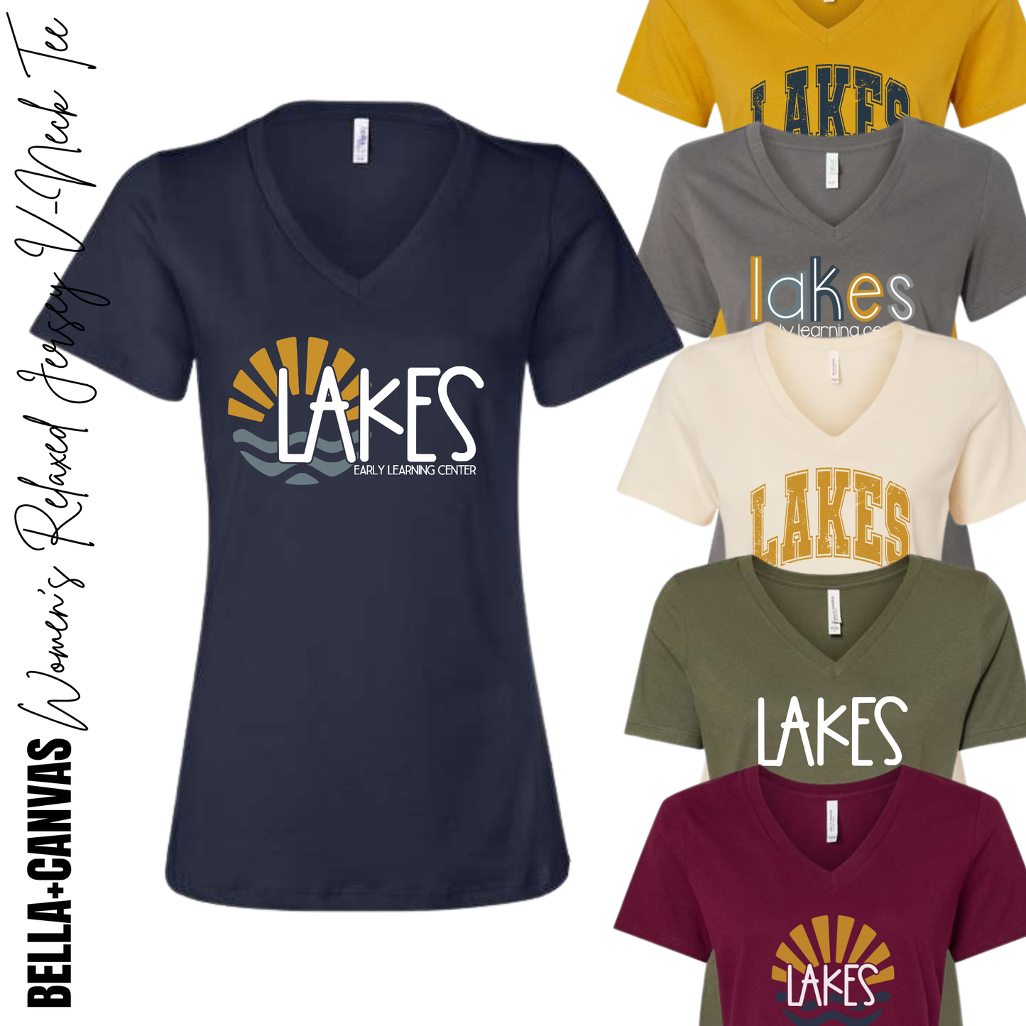 MTO / Lakes Bella+Canvas Relaxed V-Neck, design options