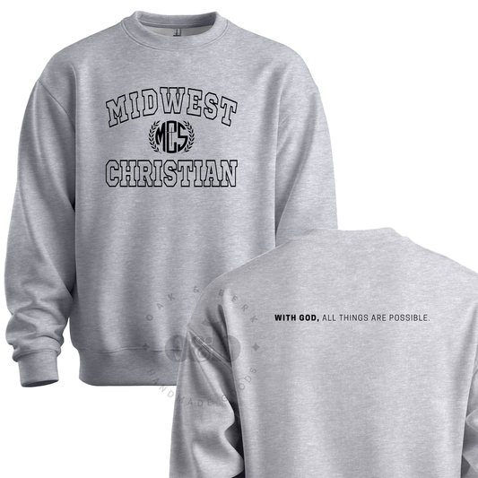 MTO | Midwest Christian Crest, youth+adult crewneck