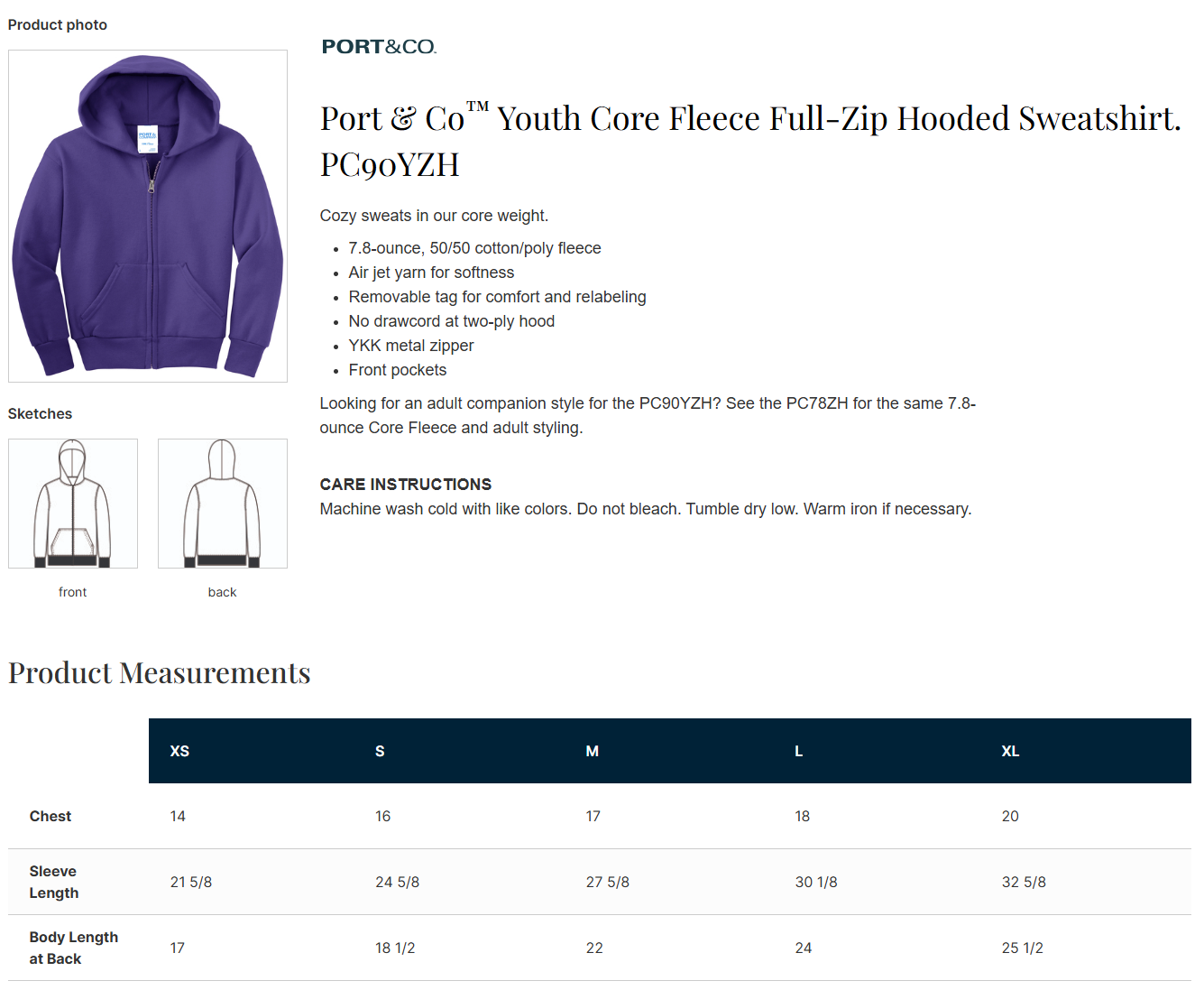ACAA | Port & Co Full Zip Hoodie {youth}