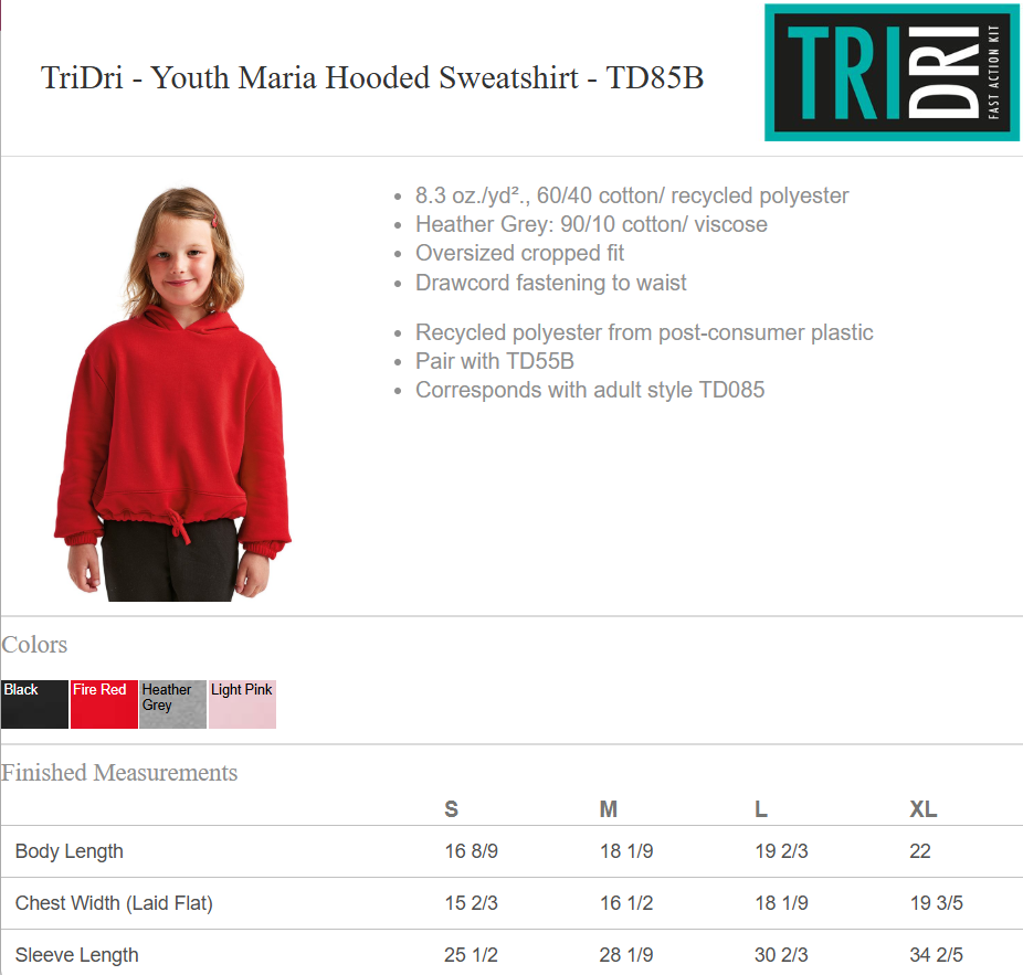 ACAA | TriDri Cropped Cinched Hoodie {youth}