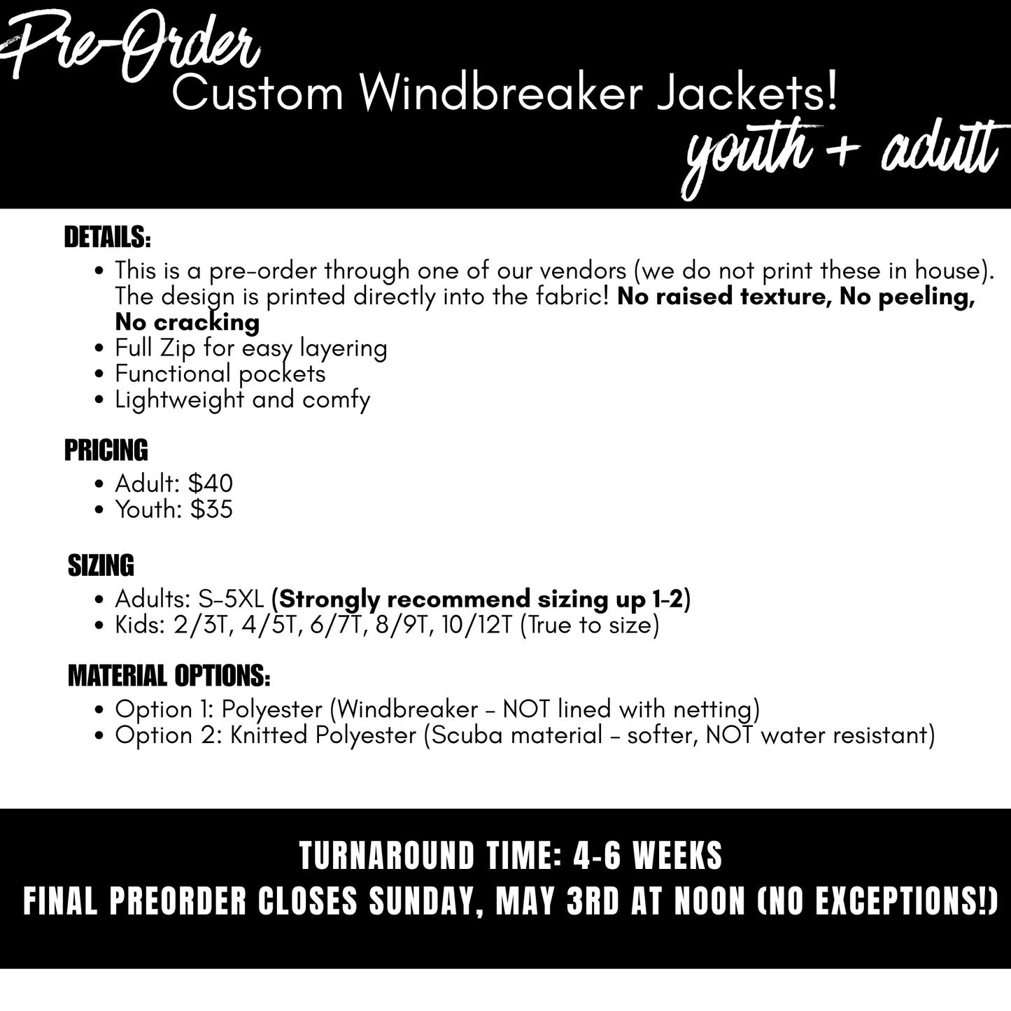 PRE-ORDER: Ames Hockey WINDBREAKER, full zip + hood